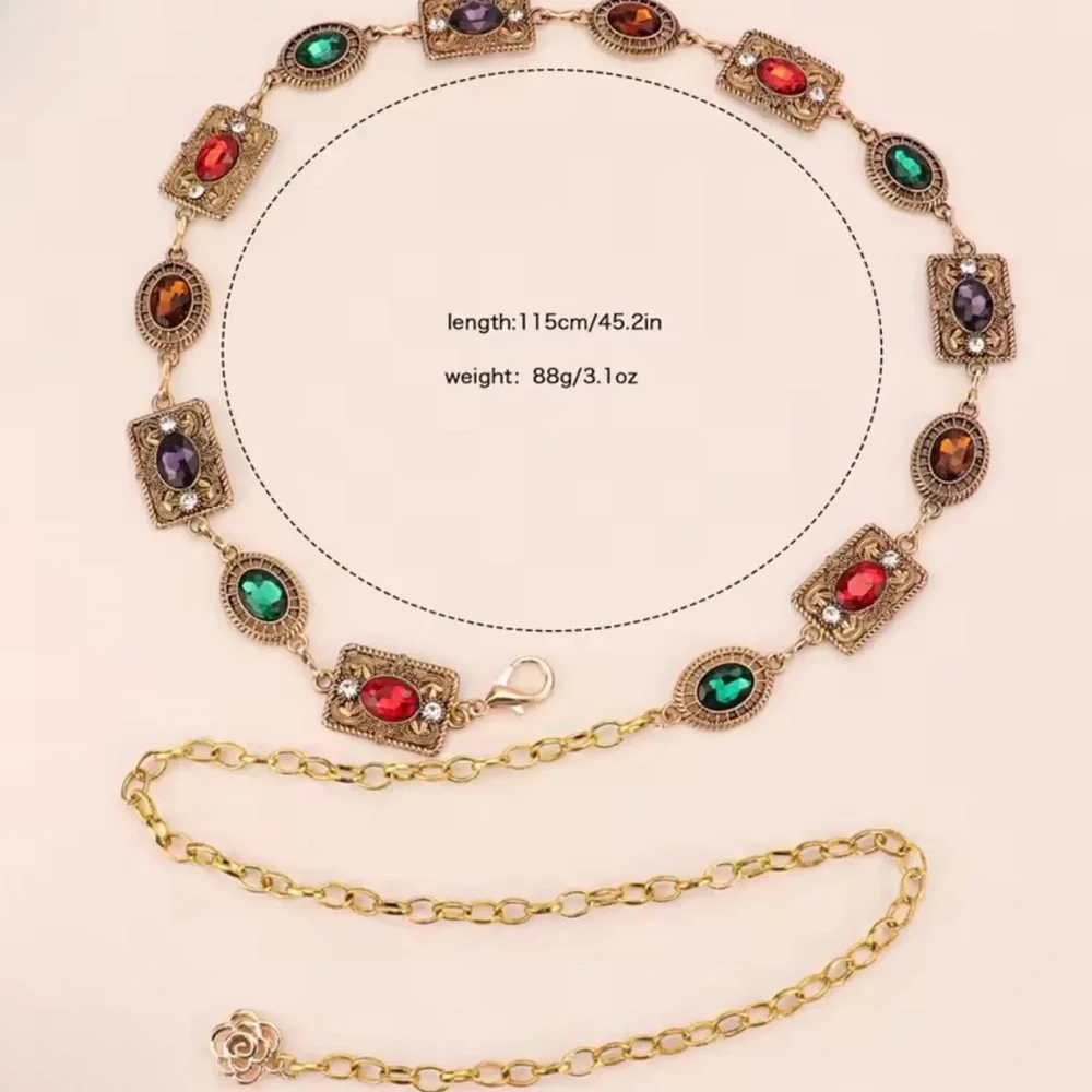 Western Concho Chain Waist Belt - Women Accessories
